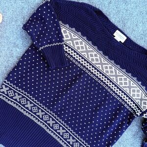 Denim & Supply Ralph Lauren Fair Isle Knit Sweater M-100% Cotton • Navy/Cream